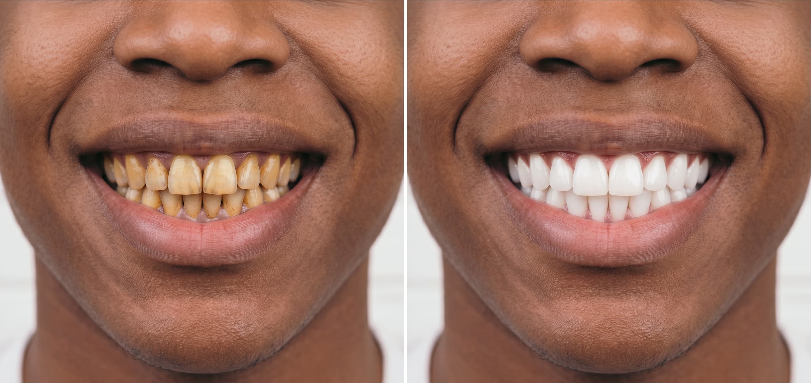 Before and after smile transformation, Dual-Action Power Whitening