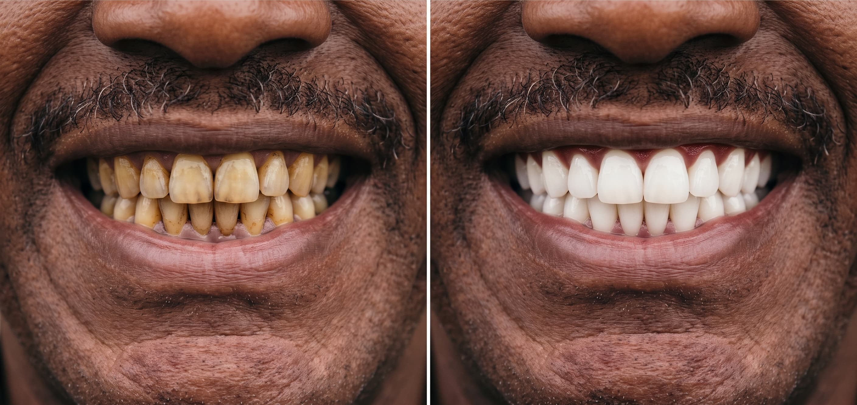 Before and after smile transformation, Deep Stain Removal Whitening