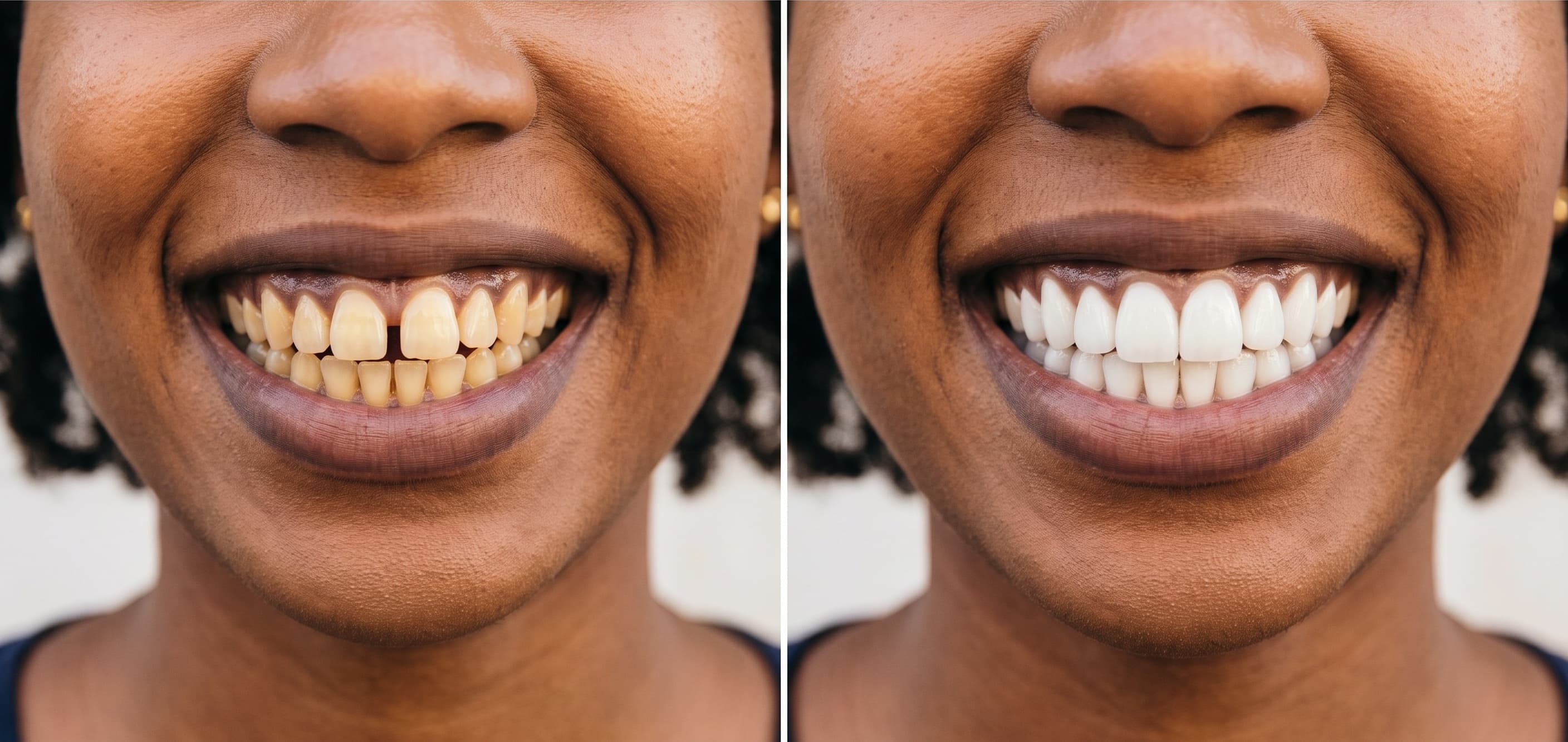 Before and after smile transformation, Porcelain Veneers Makeover